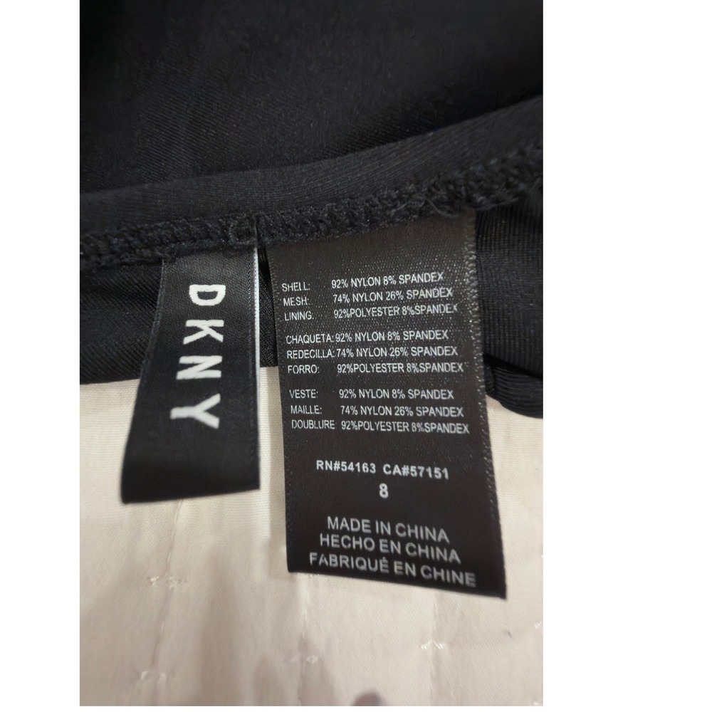 DKNY Swimsuit Women Black 8 Nylon Spandex Bandeau Ruffle One Piece Excellent - Picture 6 of 6